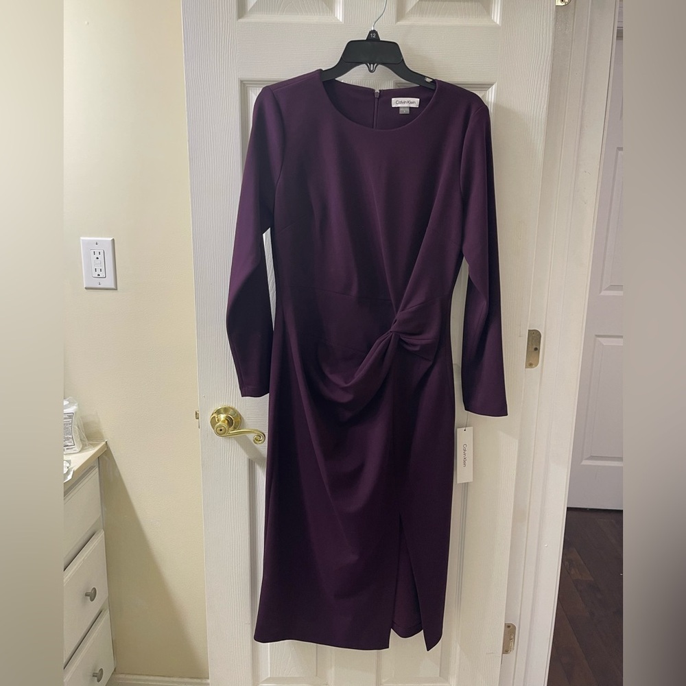 NWT Calvin Klein Women's Long Sleeve Dress in Deep Purple